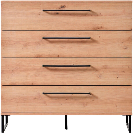 INOSIGN Ladekast Sardinië, 91x92,5x42cm, FSC gecertificeerd houtmateriaal met 4 lades, met trendy zwarte handgrepen en metalen voeten afbeelding2 - 1
