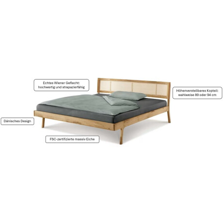 andas Bed Hällevik tweepersoonsbed, massief houten bed, OTTOs Choice, gezellige stijl massief fsc-gecertificeerd eikenhout geolied, hoofdeinde met weens vlechtwerk afbeelding2 - 1