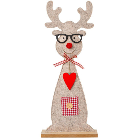 Creativ deco Kerstfiguur Kerst versiering Hert van vilt met schattige bril (set, 2 stuks) afbeelding2 - 1