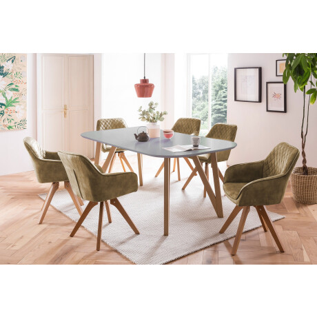 SalesFever Eethoek (5-delig), tafelbreedte 180 cm, stoelen 180° draaibaar, met fluweel afbeelding2 - 1