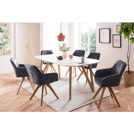 SalesFever Eethoek (5-delig), tafelbreedte 160 cm, stoelen 180° draaibaar, met fluweel afbeelding2 - 1