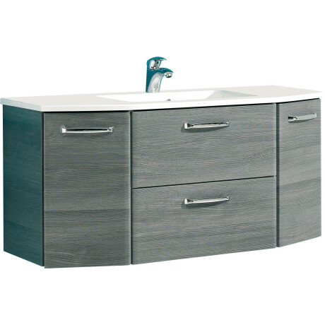 Saphir Wastafelonderkast Quickset wastafel, mineraalmarmer wastafel, 112 cm breed Onderkast met wasbak, inclusief deurdemper, grepen glanzend chroom afbeelding2 - 1
