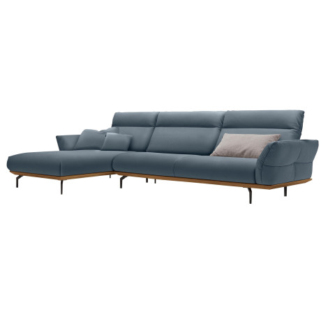 Hülsta Sofa Hoekbank Hs.460 Sokkel in walnotenhout, onderstel in umbra grijs, breedte 338 cm afbeelding2 - 1