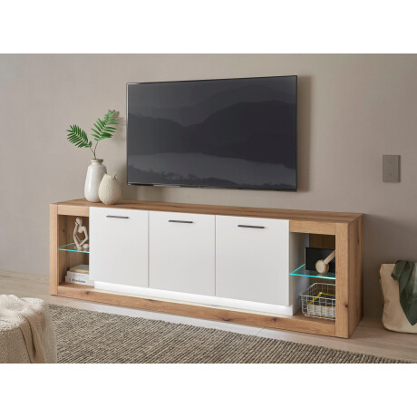 INOSIGN Tv-meubel Brixen, moderne TV-kast, commode in eik Evoke decor met wit Metalen grepen, voldoende opbergruimte, veelzijdig toepasbaar afbeelding2 - 1