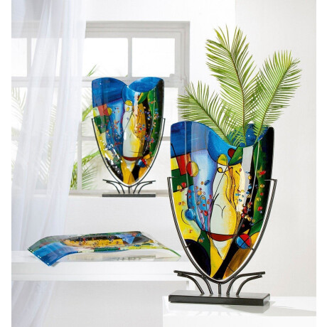 Casablanca by Gilde Tafelvaas Magic, decoratieve vaas van glas, met zwarte metalen voet (1 stuk) afbeelding2 - 1