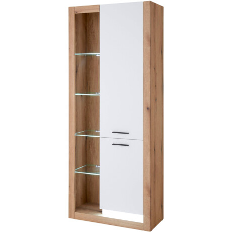 INOSIGN Vitrinekast Brixen, vitrinekast in eik decor, moderne staande vitrinekast Metalen grepen, voldoende opbergruimte, veelzijdig toepasbaar, 80 cm breed afbeelding2 - 1