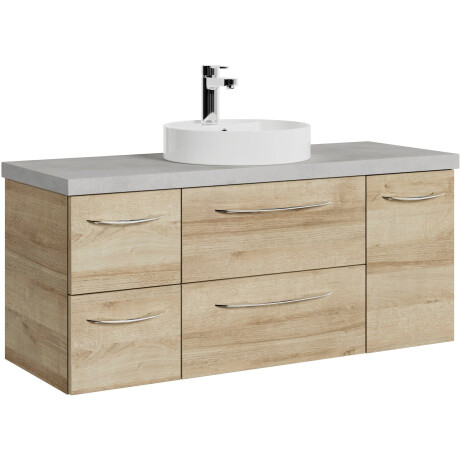 Saphir Wastafelonderkast Serie 4035 keramieken opzetwasbak met onderkast, 118 cm breed Wasplaats, 4 lades, 1 deur, incl. deurdemper, handgreep chroom glans afbeelding2 - 1