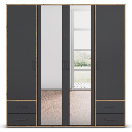 rauch Draaideurkast Voyager met moderne grepen in grijs-metallic, incl. laden en spiegel afbeelding2 - 1