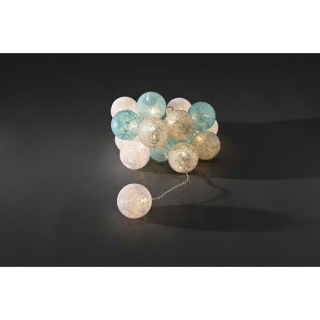 KONSTSMIDE Led-lichtsnoer Kerst versiering Led deco-lampjes, lichtblauwe/grijze/witte katoenen bolletjes, groot, 16 dioden (1 stuk) afbeelding2 - 1