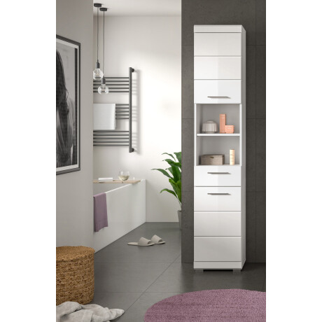 INOSIGN Hoge kast Siena, breedte 37 cm, 2 deuren, 1 lade, 2 open vakken, MDF-front in verschillende kleuren verkrijgbaar, badkamermeubels, badkamerkast, kast, badkamer (1 stuk) afbeelding2 - 1