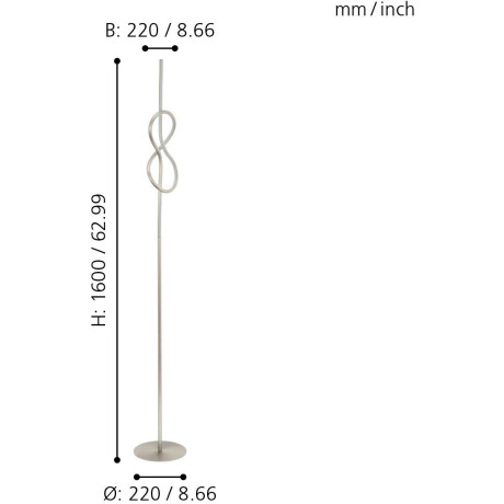 EGLO Staande lamp NOVAFELTRIA Vloerlamp, nikkel-mat en wit, lamp met voetenschakelaar (1 stuk) afbeelding2 - 1