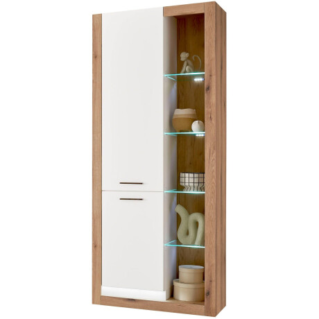 INOSIGN Vitrinekast Brixen, vitrinekast in eik decor, moderne staande vitrinekast Metalen grepen, voldoende opbergruimte, veelzijdig toepasbaar, 80 cm breed afbeelding2 - 1