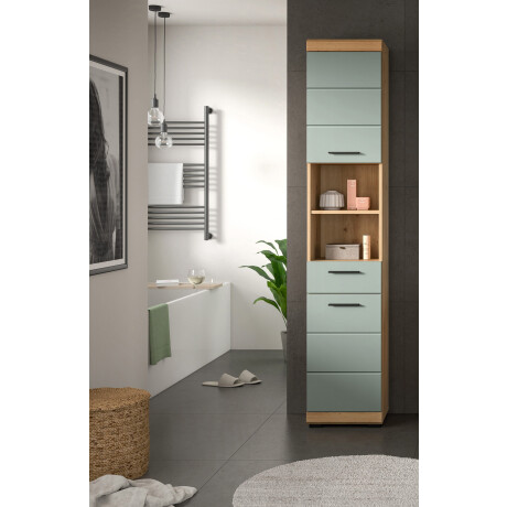 INOSIGN Hoge kast Siena, breedte 37 cm, 2 deuren, 1 lade, 2 open vakken, MDF-front in verschillende kleuren verkrijgbaar, badkamermeubels, badkamerkast, kast, badkamer (1 stuk) afbeelding2 - 1