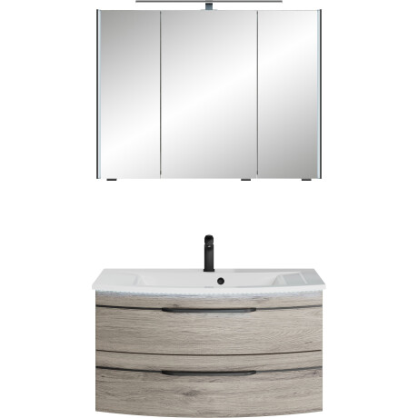 Saphir Badmeubelset Serie 7045 2-delig, mineraalmarmeren wastafel met led-spiegelkast (set, 2 stuks) afbeelding2 - 1
