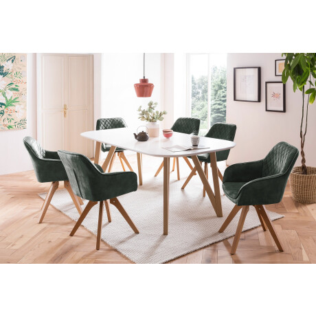 SalesFever Eethoek (5-delig), tafelbreedte 180 cm, stoelen 180° draaibaar, met fluweel afbeelding2 - 1