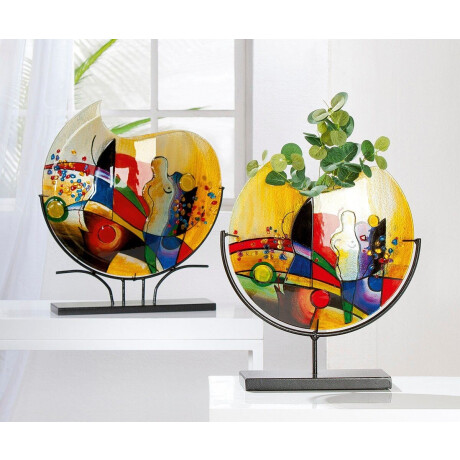 Casablanca by Gilde Tafelvaas Silhouette, decoratieve vaas van glas, met zwarte metalen voet, hoogte 38 cm (1 stuk) afbeelding2 - 1