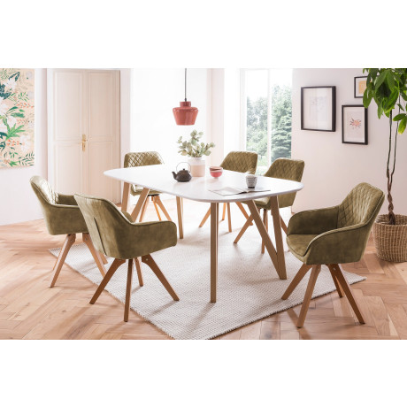 SalesFever Eethoek (5-delig), tafelbreedte 160 cm, stoelen 180° draaibaar, met fluweel afbeelding2 - 1