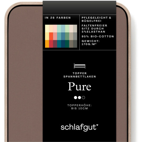 Schlafgut Hoeslaken PURE TOPPER in maat 90x200, 140x200 of 180x200 cm, hoes voor topper van 100% biologische katoen, voor matrassen tot 10 cm hoogte, beddengoed (1 stuk) afbeelding2 - 1