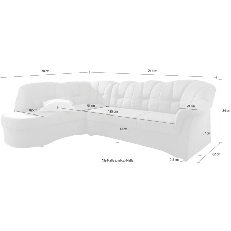 DOMO collection Hoekbank Papenburg, tijdloze rugsteppingen, elegante armleuning, L-vorm afbeelding2 - 1
