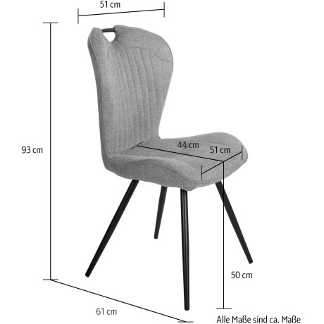 Duo Collection Eetkamerstoel Zoe eetkamerstoel, set van 4 robuuste stof- of microvezelbekleding, met handgreep (set, 4 stuks) afbeelding2 - 1