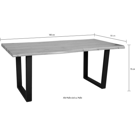 Duo Collection Tafel met hout Tafel Thea Massief beugelonderstel van metaal, draagvermogen tot 100 kg afbeelding2 - 1