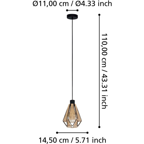 EGLO Hanglamp ADWICKLE Hanglamp in zwart van staal - excl. E27 - 1X40W (1 stuk) afbeelding2 - 1