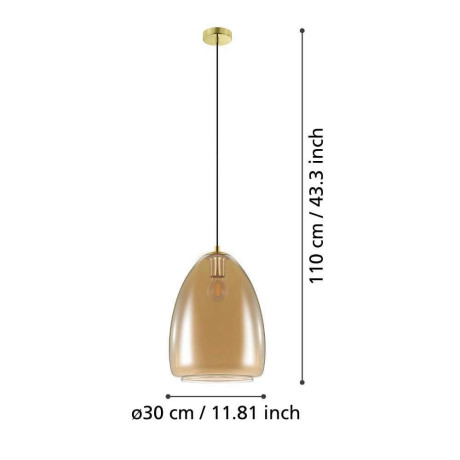 EGLO Hanglamp ALOBRASE Hanglamp eettafel van metaal en beslagen glas, E27, Ø 30 cm (1 stuk) afbeelding2 - 1