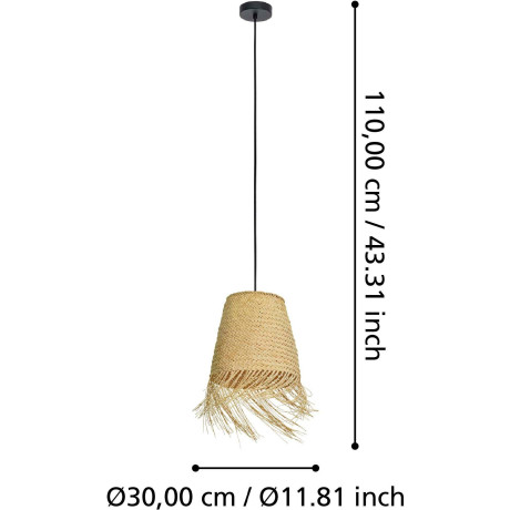 EGLO Hanglamp AYCLIFFE Hanglamp in zwart van staal - excl. E27 - 40W (1 stuk) afbeelding2 - 1