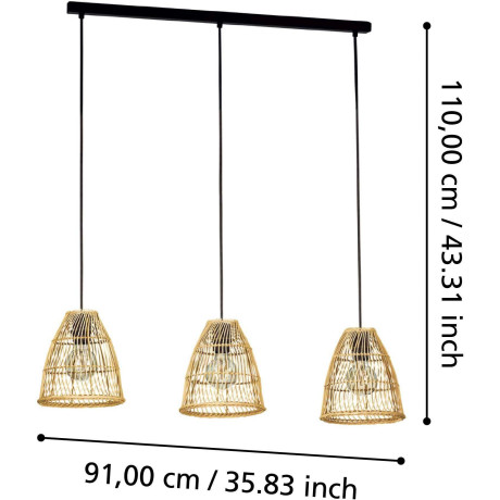 EGLO Hanglamp AYESGARTH Hanglamp in zwart van staal - excl. E27 - 40W (1 stuk) afbeelding2 - 1