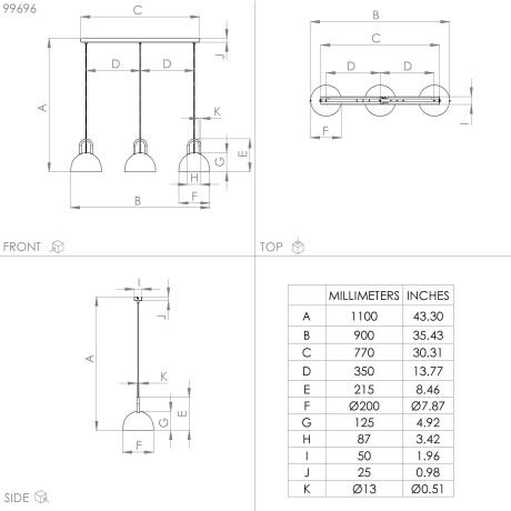 EGLO Hanglamp CALMANERA Hanglamp in wit en messing van staal - excl. E27 - 40W (1 stuk) afbeelding2 - 1