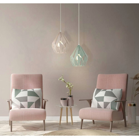 EGLO Hanglamp CARLTON-P Vintage hanglamp, retro hanglamp, staal, pastel abrikoos, Ø 31 cm (1 stuk) afbeelding2 - 1