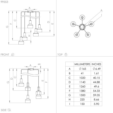 EGLO Hanglamp CASIBARE Hanglamp in zwart van staal - excl. E27 - 40W (1 stuk) afbeelding2 - 1