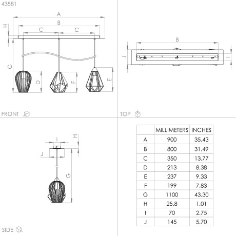 EGLO Hanglamp DISTAFF Hanglamp in zwart van staal - excl. E27 - 40W (1 stuk) afbeelding2 - 1