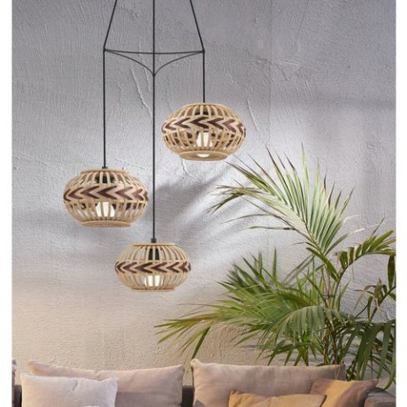EGLO Hanglamp Dondarrion Houtkorf gevlochten, naturel, bruin, vintage, Hygge, Boho, 1 fitting afbeelding2 - 1