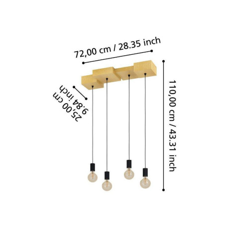 EGLO Hanglamp HALKIN Hanglamp, hout in natuur en metaal in zwart, FSC100HB, E27 (1 stuk) afbeelding2 - 1