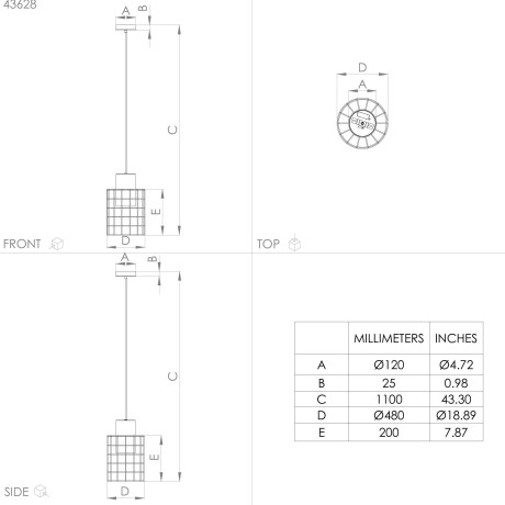 EGLO Hanglamp MILLIGAN Hanglamp in zwart en wit van staal - excl. E27 - 40W (1 stuk) afbeelding2 - 1