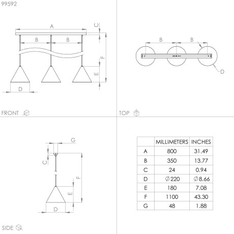 EGLO Hanglamp NARICES Hanglamp in zwart van staal - excl. E27 - 40W (1 stuk) afbeelding2 - 1