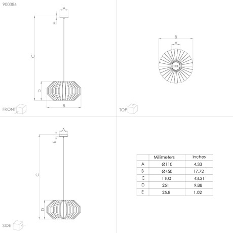 EGLO Hanglamp RUSTICARIA Hanglamp in zwart van staal - excl. E27 - 40W (1 stuk) afbeelding2 - 1