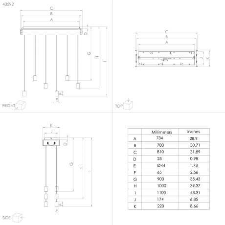 EGLO Hanglamp WOOTTON Hanglamp in bruin en zwart van hout, staal - excl. E27 - 40W (1 stuk) afbeelding2 - 1