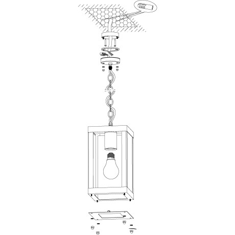 EGLO Plafondlamp voor buiten ALAMONTE 1 zwart / l15 x h128,5 x b15 cm / spatwaterdicht / rustiek afbeelding2 - 1