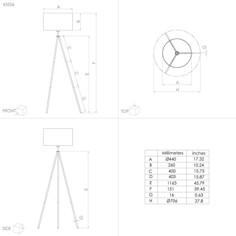 EGLO Staande lamp Arnhem Vloerlamp in wit van staal - excl. E27 - 1X40W (1 stuk) afbeelding2 - 1