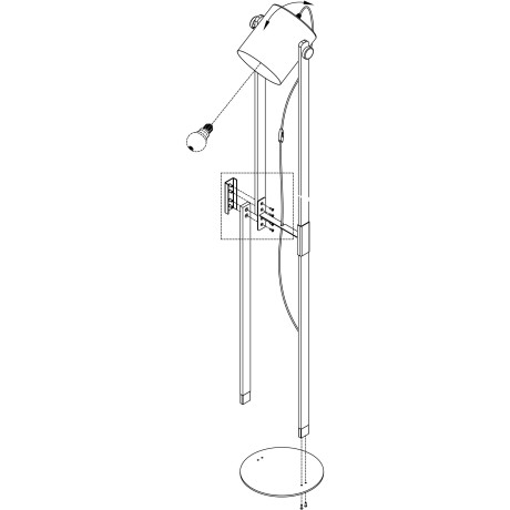 EGLO Staande lamp HORNWOOD zwart / l23 x h140 x b23 cm / staande lamp - lampenkap draaibaar afbeelding2 - 1