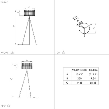 EGLO Staande lamp MARASALES Vloerlamp in zwart van staal - excl. E27 - 1X40W (1 stuk) afbeelding2 - 1