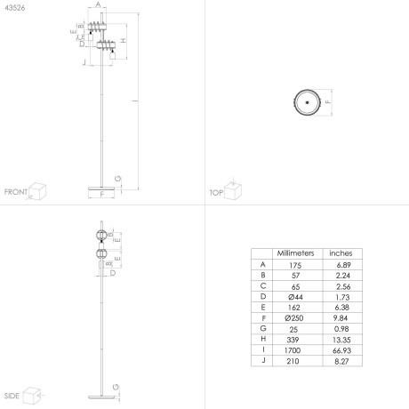 EGLO Staande lamp TOWNSHEND 4 Vloerlamp in bruin en zwart van staal - excl. E27 - 2X10W (1 stuk) afbeelding2 - 1