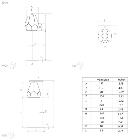 EGLO Tafellamp MARDYKE Tafel lamp in zwart van staal - excl. E27 - 40W (1 stuk) afbeelding2 - 1