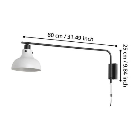 EGLO Wandlamp MATLOCK Wandlamp met draaibare arm van metaal in grijs en zwart, E27 fitting (1 stuk) afbeelding2 - 1