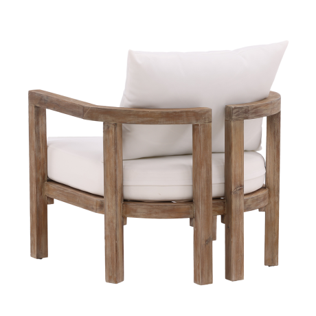 Elio acacia houten tuin lounge fauteuil naturel - met witte zitkussens afbeelding2 - 1