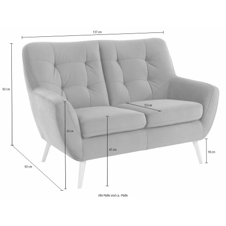 exxpo - sofa fashion 2-zitsbank Scandi, comfortabel, verfijnde rugkussens voor meer zitcomfort actuele kleuren in hoogwaardige bekledingskwaliteiten, houten voet afbeelding2 - 1