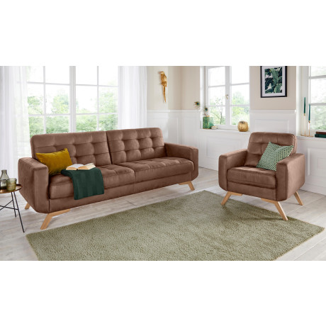 exxpo - sofa fashion 3-zitsbank Fiord comfortabel, optioneel kantelbank met bedfunctie en bedlade, houten voet afbeelding2 - 1