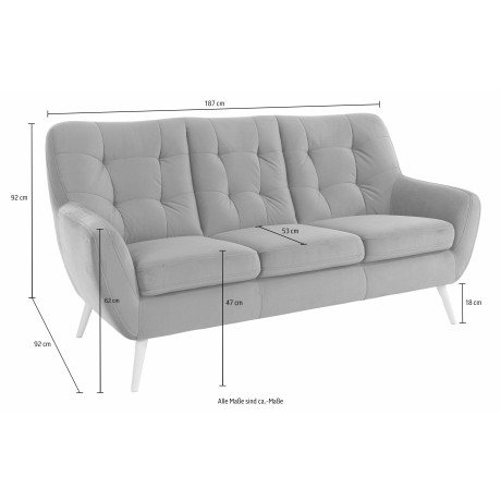 exxpo - sofa fashion 3-zitsbank Scandi, comfortabel, verfijnde rugkussens voor meer zitcomfort actuele kleuren in hoogwaardige bekledingskwaliteiten, houten voet afbeelding2 - 1